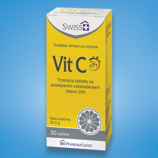 VITAMIN C TABLETE SA PRODUŽENIM OSLOBAĐANJEM SWISS+ - Online Apoteka VITAMIN C TABLETE SA PRODUŽENIM OSLOBAĐANJEM SWISS+